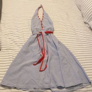 SEERSUCKER HALTER DRESS